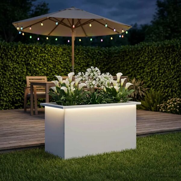 Vrtna posuda za sadnju s LED svjetlom Bijela 40 x 80 x 40 cm - Bijela 40 x 80 x 40 cm 1