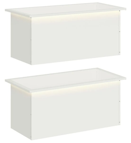 Vrtna posuda za sadnju s LED svjetlom 2 kom. Bijela - Bijela 40 x 80 x 40 cm 2