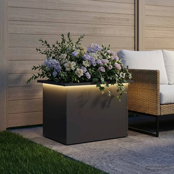 Vrtna posuda za sadnju s LED svjetlom Crna 40 x 60 x 40 cm - Crna 40 x 60 x 40 cm 1