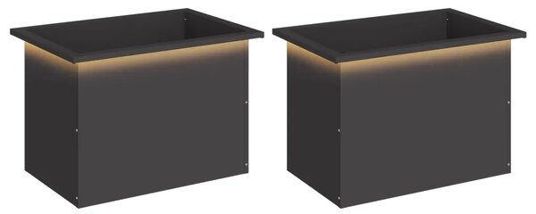 Vrtna posuda za sadnju s LED svjetlom 2 kom. Crna - Crna 40 x 60 x 40 cm 2