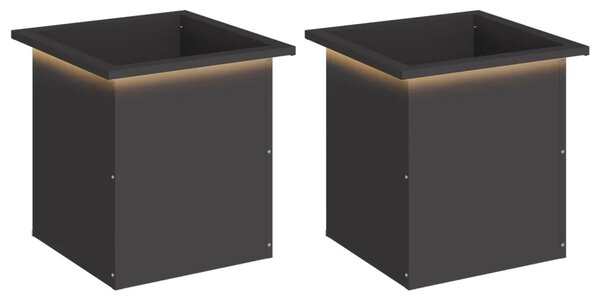 Vrtna posuda za sadnju s LED svjetlom 2 kom. Crna - Crna 40 x 40 x 40 cm 2