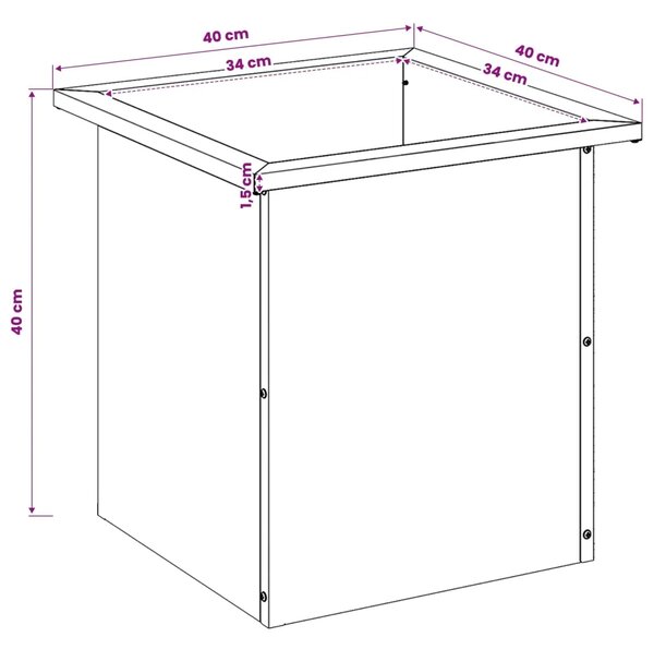 Vrtna posuda za sadnju s LED svjetlom 2 kom. Crna - Crna 40 x 40 x 40 cm 2