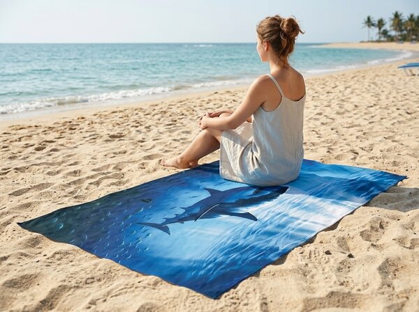 Brzo sušeći XXL plažni ručnik SHARKON plava 150 x 210 cm, 100% mikrovlakana