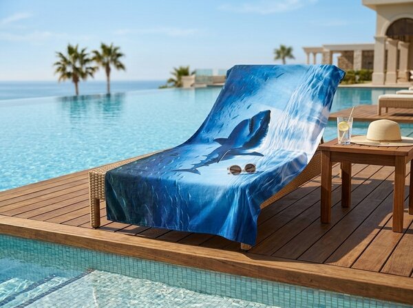 Brzo sušeći XXL plažni ručnik SHARKON plava 150 x 210 cm, 100% mikrovlakana