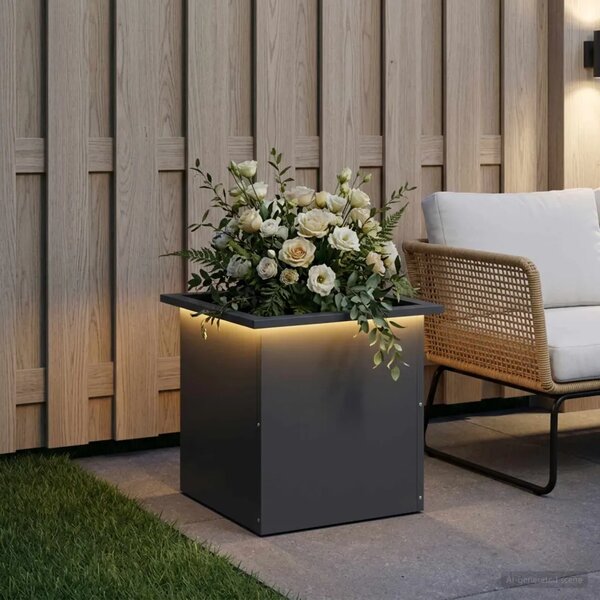 Vrtna posuda za sadnju s LED svjetlom Antracit 40 x 40 x 40 cm - Antracit 40 x 40 x 40 cm 1