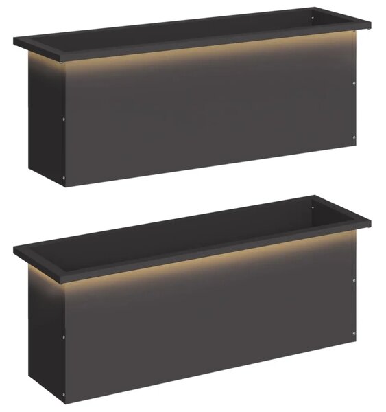 Vrtna posuda za sadnju s LED svjetlom 2 kom. Crna - Crna 30 x 100 x 30 cm 2
