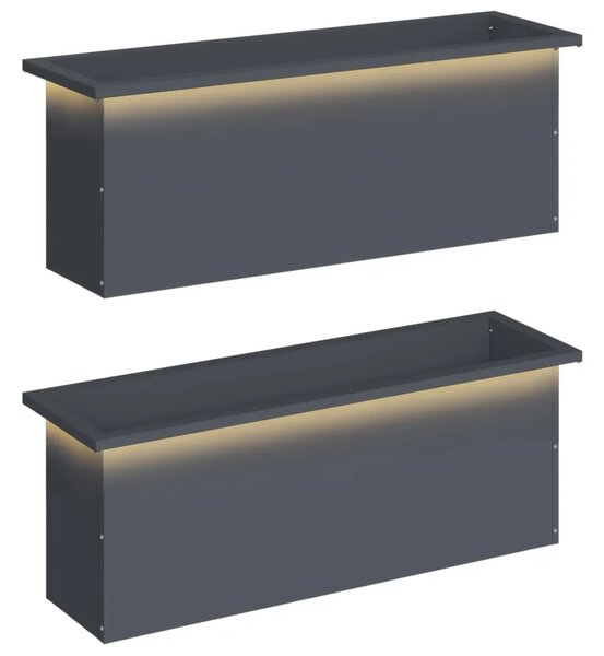 Vrtna posuda za sadnju s LED svjetlom 2 kom. Antracit - Antracit 30 x 100 x 30 cm 2