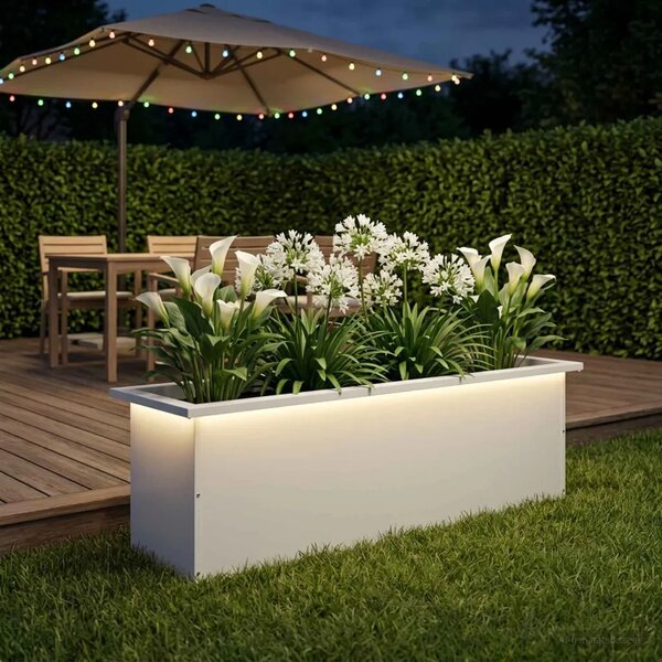 Vrtna posuda za sadnju s LED svjetlom Bijela 30 x 100 x 30 cm - Bijela 30 x 100 x 30 cm 1