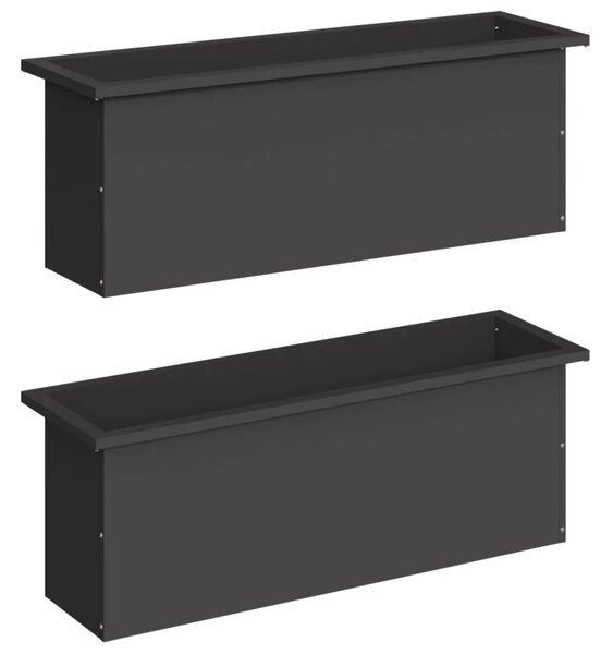Vrtna posuda za sadnju s LED svjetlom 2 kom. Crna - Crna 30 x 100 x 30 cm 2