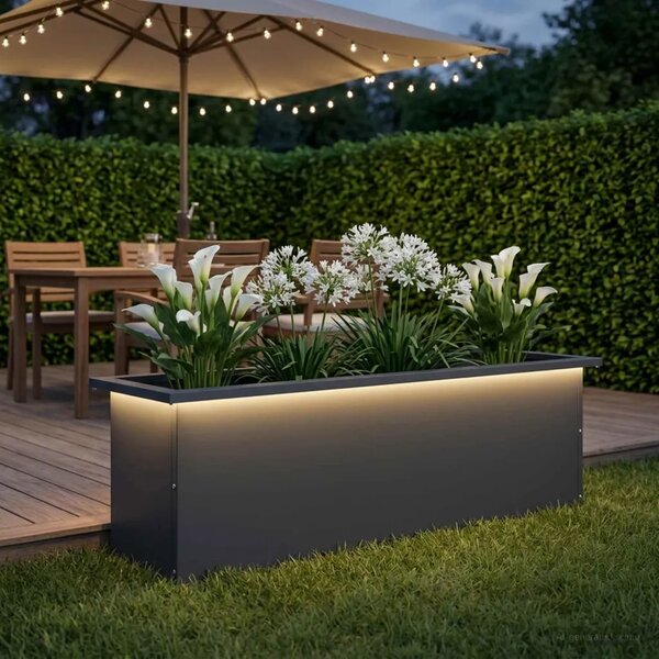 Vrtna posuda za sadnju s LED svjetlom Antracit 30 x 100 x 30 cm - Antracit 30 x 100 x 30 cm 1