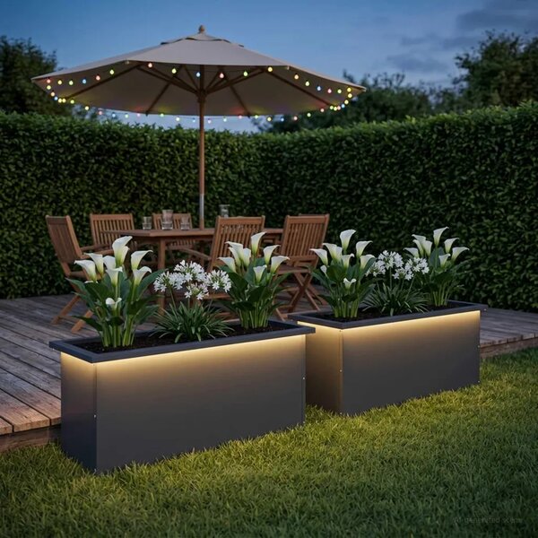 Vrtna posuda za sadnju s LED svjetlom 2 kom. Antracit - Antracit 30 x 100 x 30 cm 2