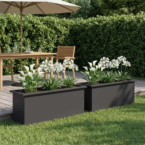 Vrtna posuda za sadnju s LED svjetlom 2 kom. Crna - Crna 30 x 100 x 30 cm 2