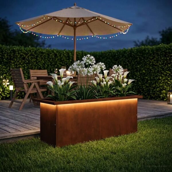 Vrtna posuda za sadnju s LED svjetlom Rđa 30 x 80 x 30 cm - Otporni čelik 30 x 80 x 30 cm 1