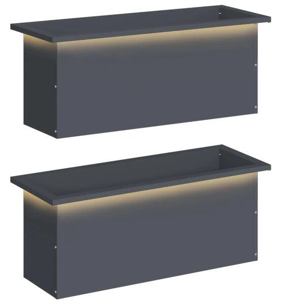 Vrtna posuda za sadnju s LED svjetlom 2 kom. Antracit - Antracit 30 x 80 x 30 cm 2