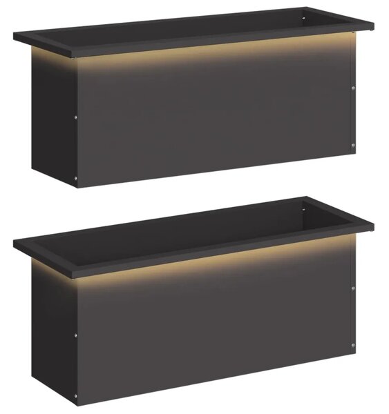 Vrtna posuda za sadnju s LED svjetlom 2 kom. Crna - Crna 30 x 80 x 30 cm 2