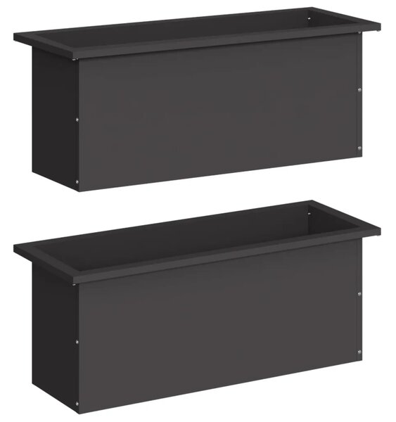 Vrtna posuda za sadnju s LED svjetlom 2 kom. Crna - Crna 30 x 80 x 30 cm 2