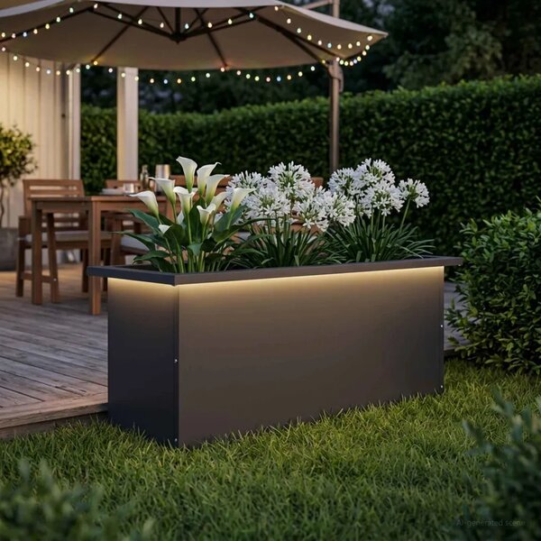 Vrtna posuda za sadnju s LED svjetlom Crna 30 x 80 x 30 cm - Crna 30 x 80 x 30 cm 1
