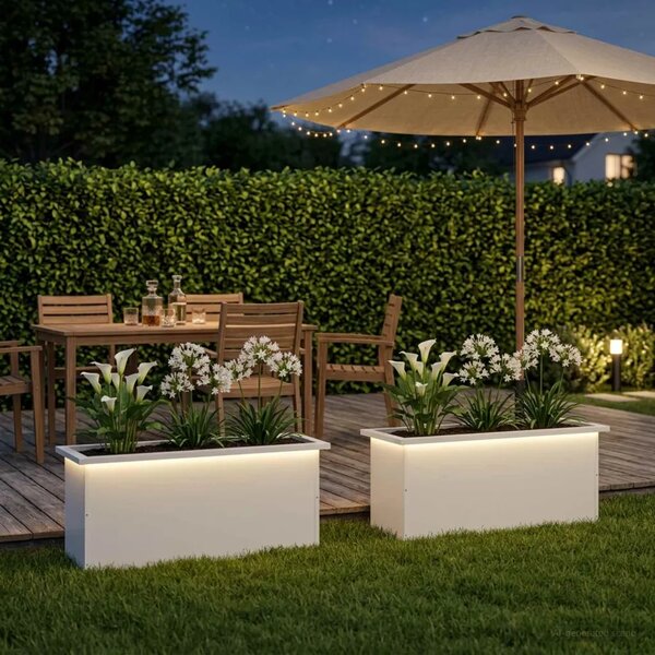 Vrtna posuda za sadnju s LED svjetlom 2 kom. Bijela - Bijela 30 x 80 x 30 cm 2