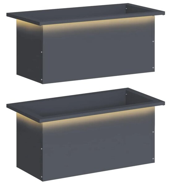 Vrtna posuda za sadnju s LED svjetlom 2 kom. Antracit - Antracit 30 x 60 x 30 cm 2