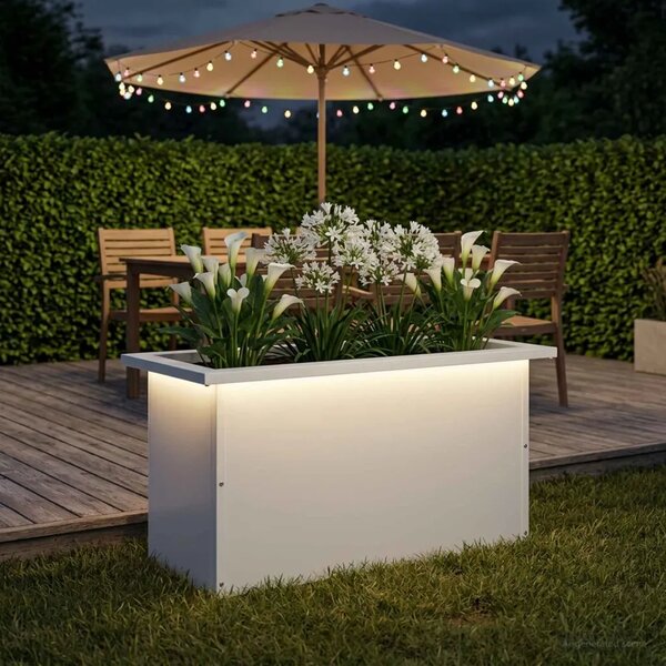 Vrtna posuda za sadnju s LED svjetlom Bijela 30 x 60 x 30 cm - Bijela 30 x 60 x 30 cm 1