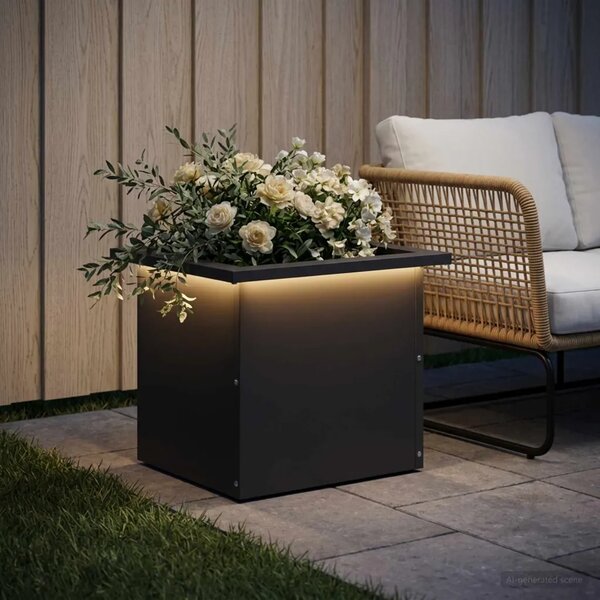 Vrtna posuda za sadnju s LED svjetlom Crna 30 x 40 x 30 cm - Crna 30 x 40 x 30 cm 1