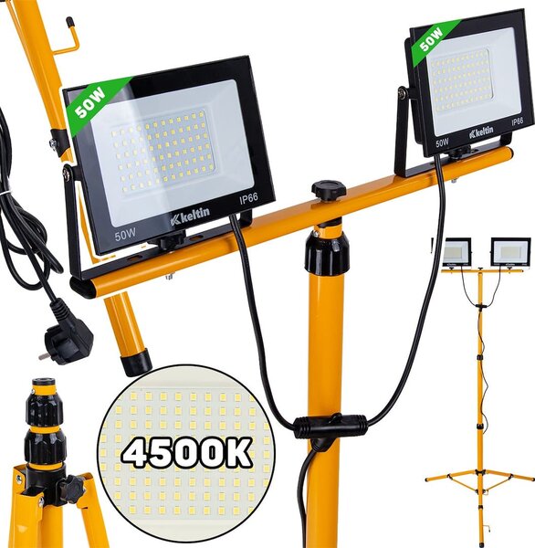 2x50w smd led gradbeni reflektor na stativu 4500k