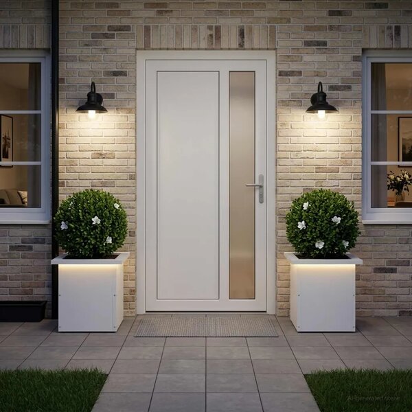 Vrtna posuda za sadnju s LED svjetlom 2 kom. Bijela - Bijela 30 x 30 x 30 cm 2