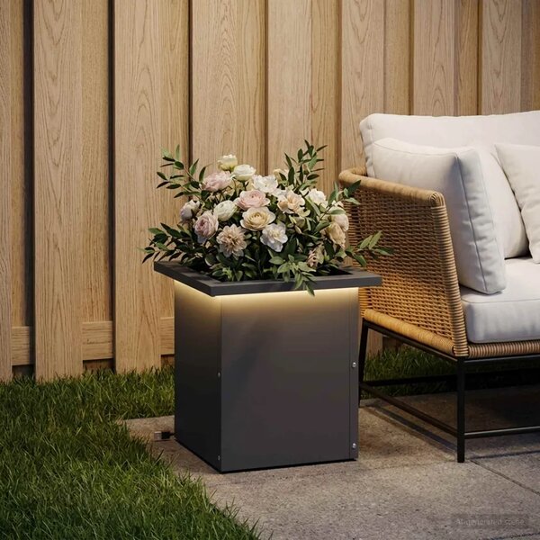Vrtna posuda za sadnju s LED svjetlom Antracit 30 x 30 x 30 cm - Antracit 30 x 30 x 30 cm 1