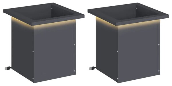 Vrtna posuda za sadnju s LED svjetlom 2 kom. Antracit - Antracit 30 x 30 x 30 cm 2