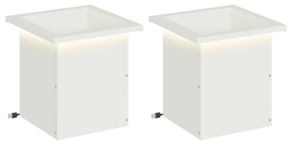 Vrtna posuda za sadnju s LED svjetlom 2 kom. Bijela - Bijela 30 x 30 x 30 cm 2