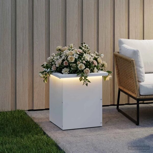 Vrtna posuda za sadnju s LED svjetlom Bijela 30 x 30 x 30 cm - Bijela 30 x 30 x 30 cm 1