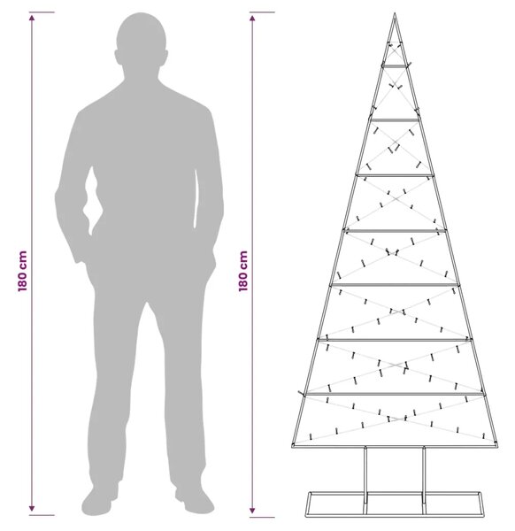 Metalna božićna jelka KUOPIO 180 cm Topla bijela - 180 cm Crna s LED svjetlima