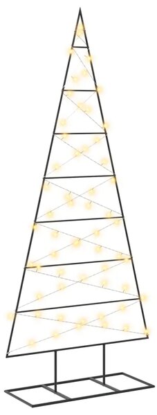 Metalna božićna jelka KUOPIO 150 cm Topla bijela - 150 cm Crna s LED svjetlima