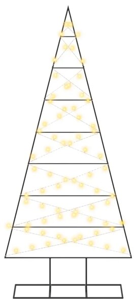 Metalna božićna jelka KUOPIO 180 cm Topla bijela - 180 cm Crna s LED svjetlima