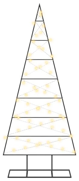 Metalna božićna jelka KUOPIO 150 cm Topla bijela - 150 cm Crna s LED svjetlima