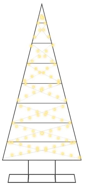 Metalna božićna jelka KUOPIO 210 cm Topla bijela - 210 cm Crna s LED svjetlima