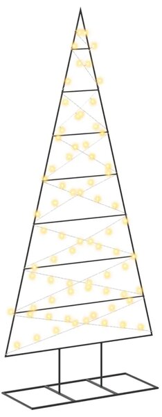 Metalna božićna jelka KUOPIO 180 cm Topla bijela - 180 cm Crna s LED svjetlima
