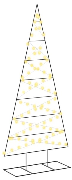 Metalna božićna jelka KUOPIO 210 cm Topla bijela - 210 cm Crna s LED svjetlima