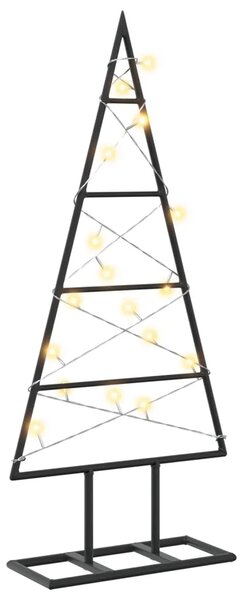 Metalna božićna jelka KUOPIO 60 cm Topla bijela - 60 cm Crna s LED svjetlima