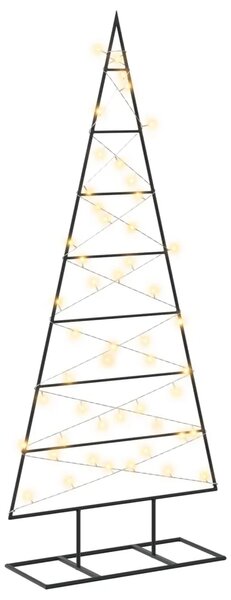 Metalna božićna jelka KUOPIO 125 cm Topla bijela - 125 cm Crna s LED svjetlima