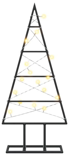 Metalna božićna jelka KUOPIO 60 cm Topla bijela - 60 cm Crna s LED svjetlima
