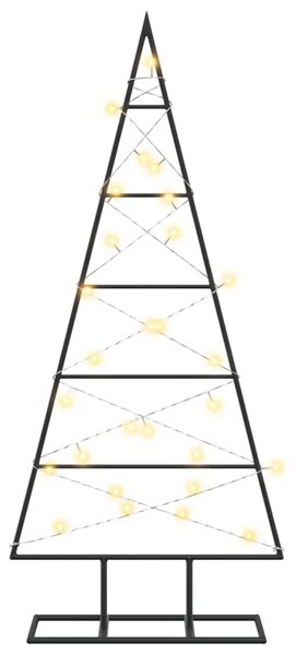 Metalna božićna jelka KUOPIO 90 cm Topla bijela - 90 cm Crna s LED svjetlima