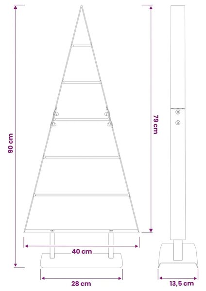 Metalna božićna jelka KUOPIO 90 cm Čelik Zlatno - 90 cm Zlatno