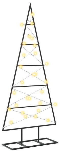Metalna božićna jelka KUOPIO 90 cm Topla bijela - 90 cm Crna s LED svjetlima