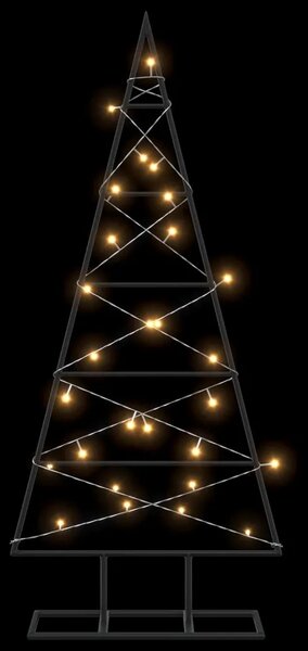 Metalna božićna jelka KUOPIO 90 cm Topla bijela - 90 cm Crna s LED svjetlima
