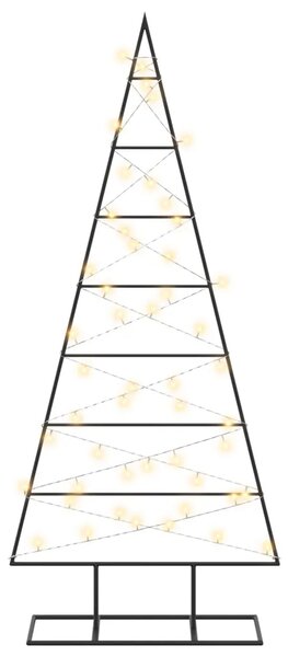 Metalna božićna jelka KUOPIO 125 cm Topla bijela - 125 cm Crna s LED svjetlima