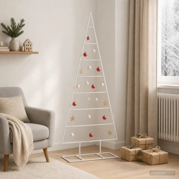 Metalna božićna jelka KUOPIO 125 cm Čelik s praškastim premazom - 125 cm Bijela bez LED svjetala