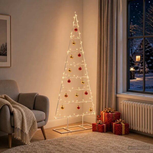 Metalna božićna jelka KUOPIO 125 cm Čelik s praškastim premazom - 125 cm Bijela bez LED svjetala