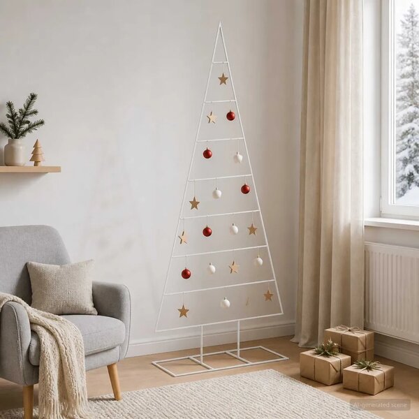 Metalna božićna jelka KUOPIO 180 cm Čelik s praškastim premazom - 180 cm Bijela bez LED svjetala