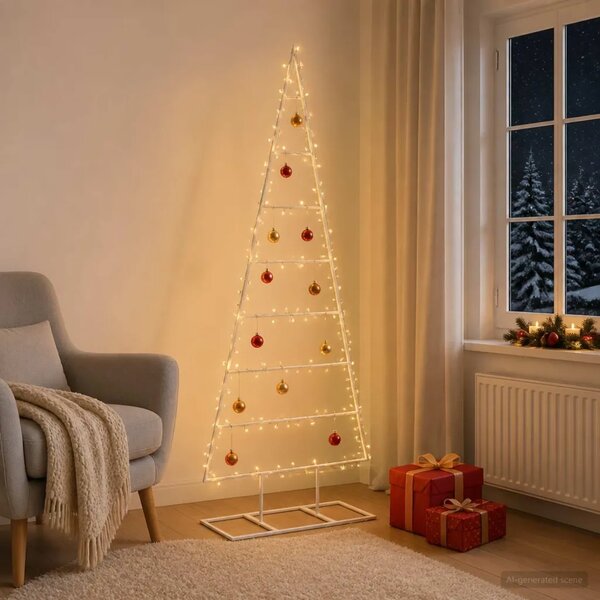 Metalna božićna jelka KUOPIO 150 cm Čelik s praškastim premazom - 150 cm Bijela bez LED svjetala